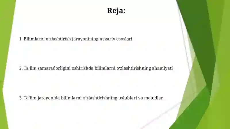 Bilimlarni o‘zlashtirish jarayonida bilimlarni oʻzlashtirish 2