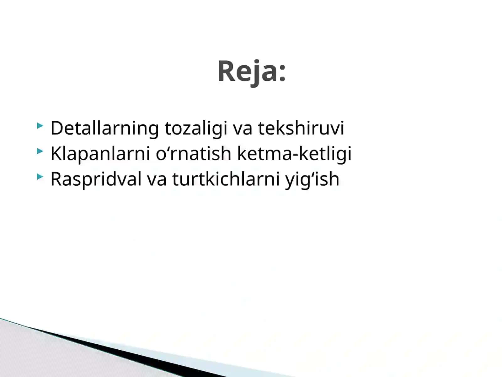 Avtomobilmoylash vasovitishtizimining qisimlarga ajratish vay igish texnologik jarayonini ketmaketligi 2