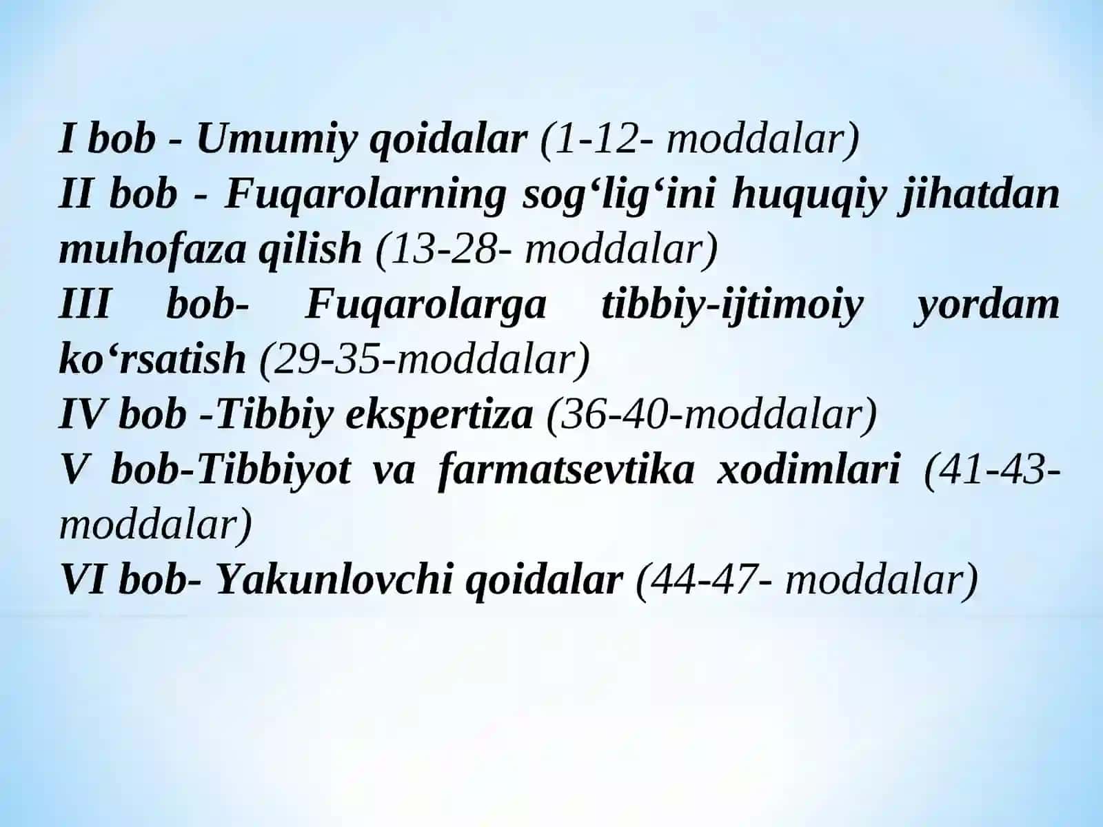 Fuqarolar sog'lig'ini saqlash to'g'risidagi qonuni 2