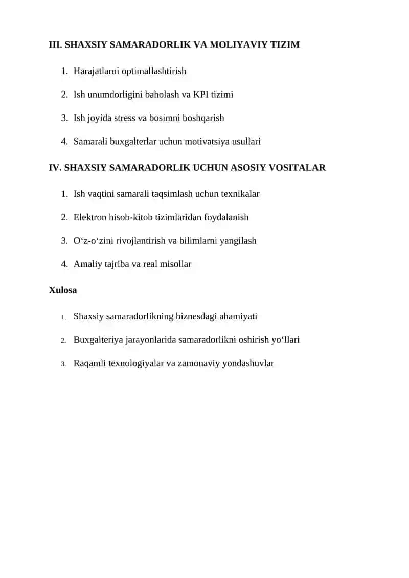 SHAXSIY SAMARADORLIK KURS ISHI 2