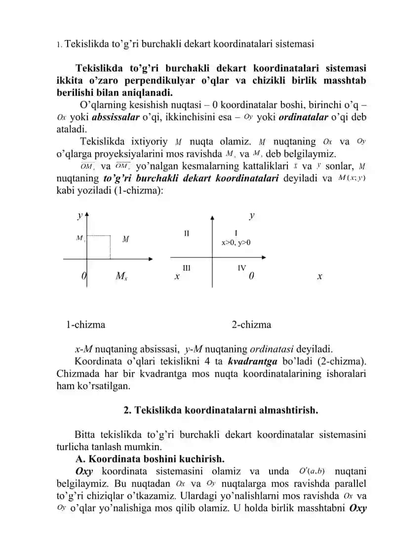 Tekislikda koordinatalar metodi 2