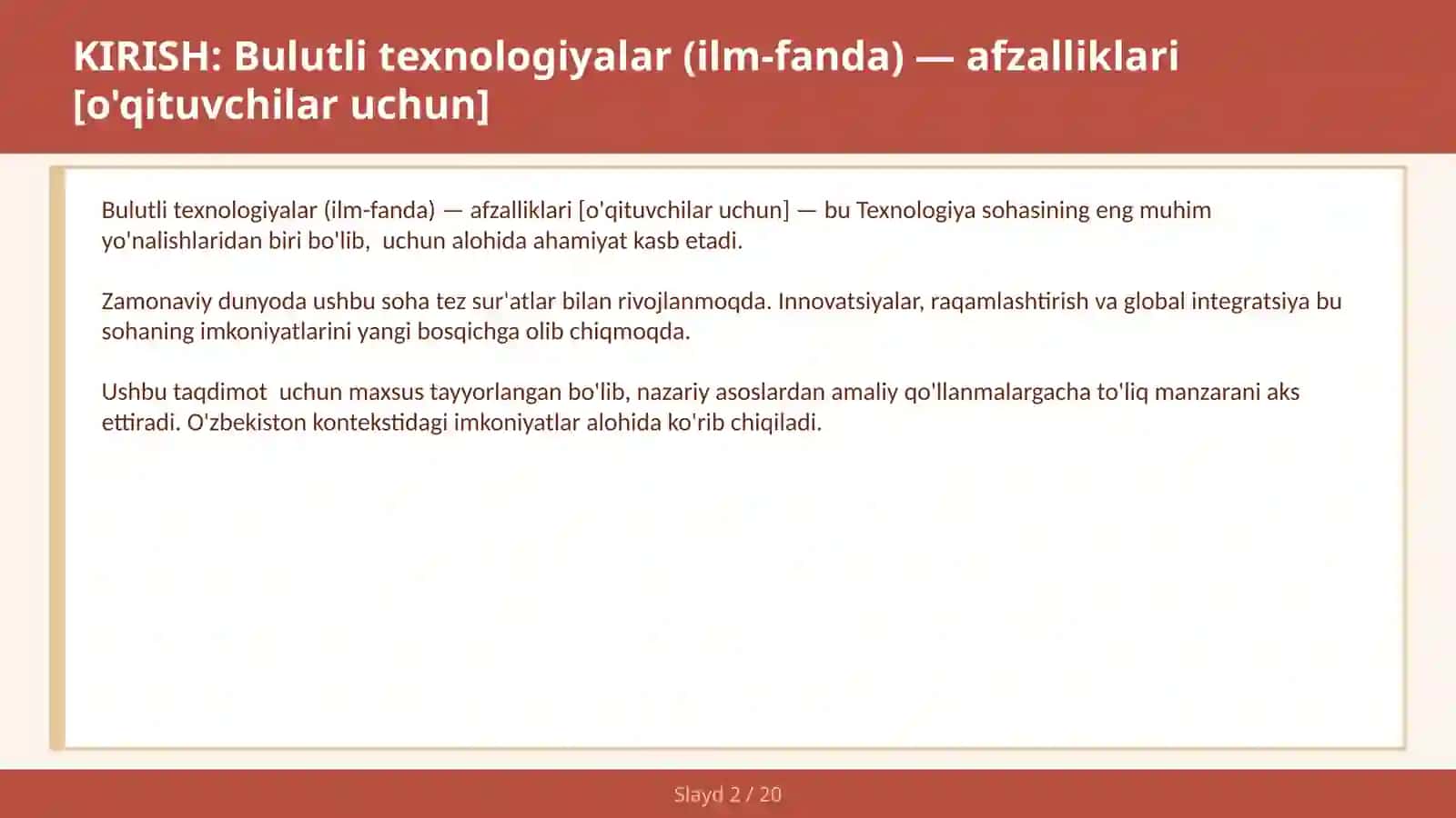 Bulutli Texnologiyalar (Ilm-Fanda) - Afzalliklari [O'qituvchilar Uchun] 2