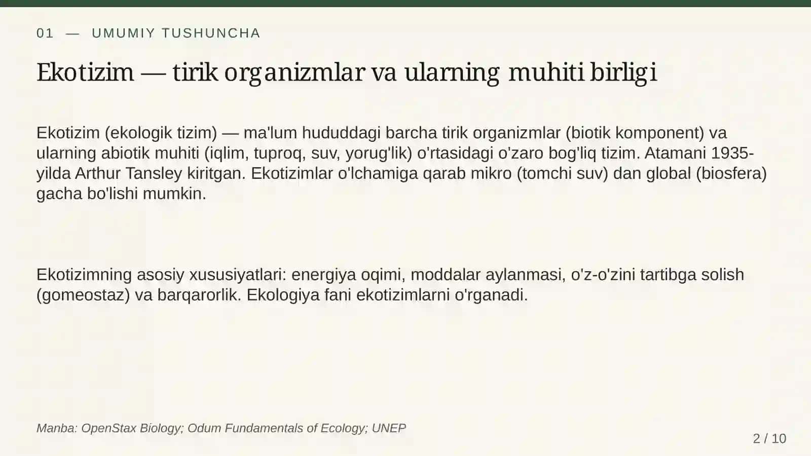 Ekologik tizimlar va oziqa zanjiri 2