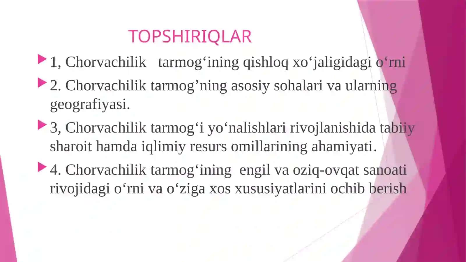 CHORVACHILIK TARMOG’I 2