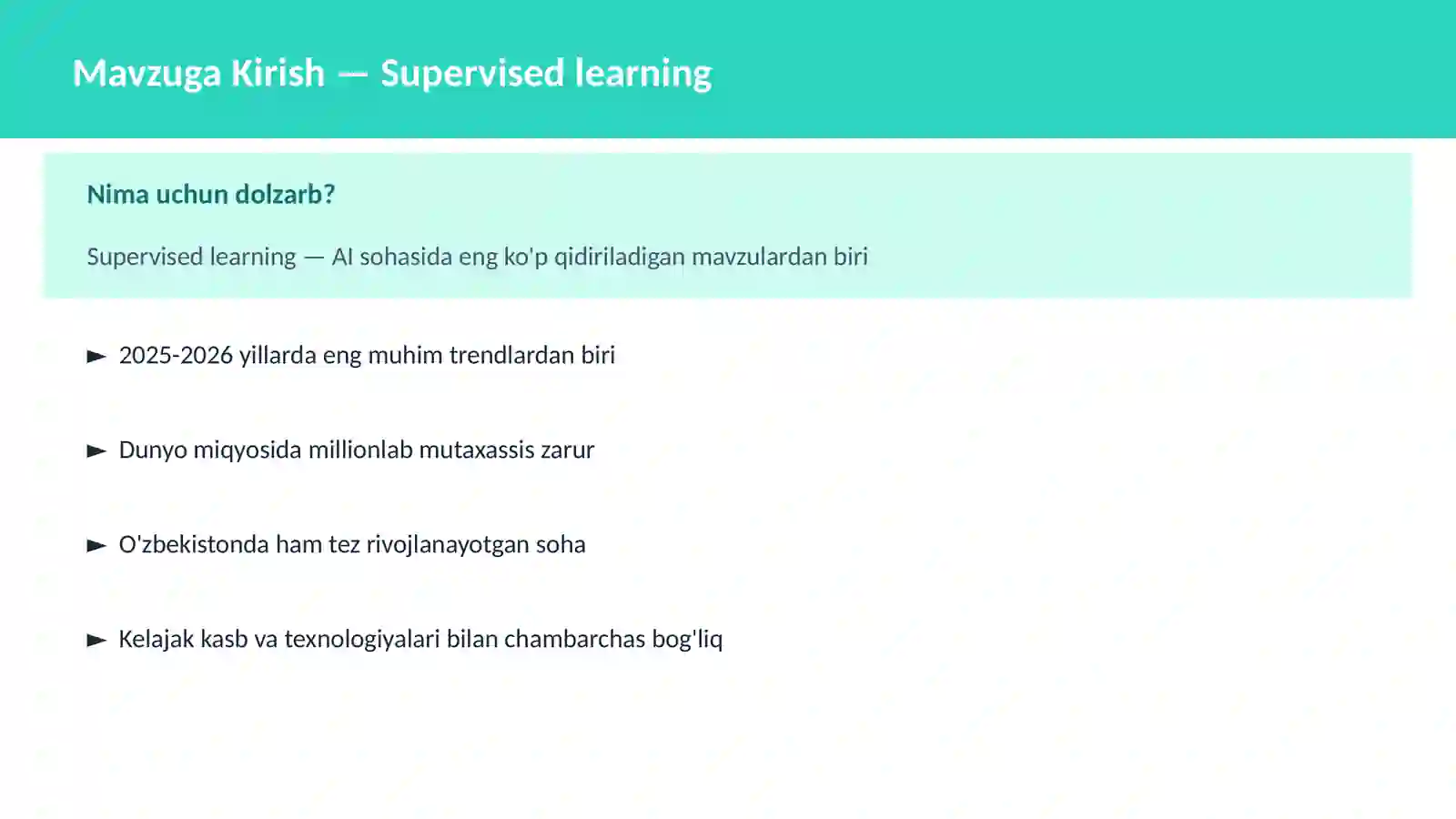 AI | MACHINE LEARNING ASOSLARI 2