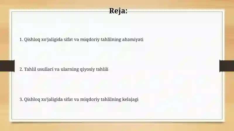 Sifat va miqdor analiz usullari va qishloq xo'jaligidagi ahamiyati 2