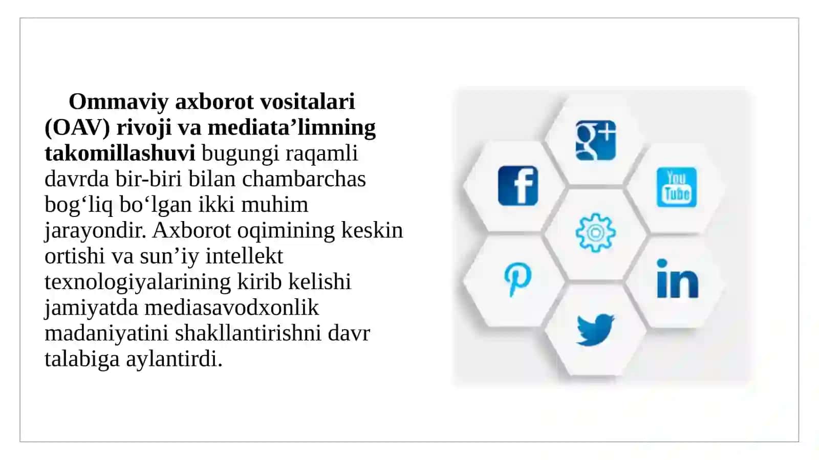 Ommaviyaxborotvositalari(OAV)rivojivamediata'limningtakomillashuvi 2