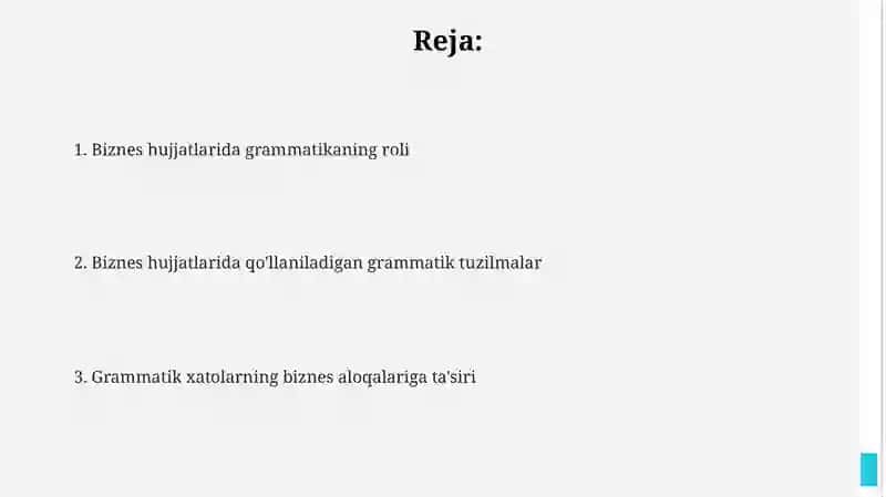 Biznes hujjatlarining grammatik tuzilishi 2