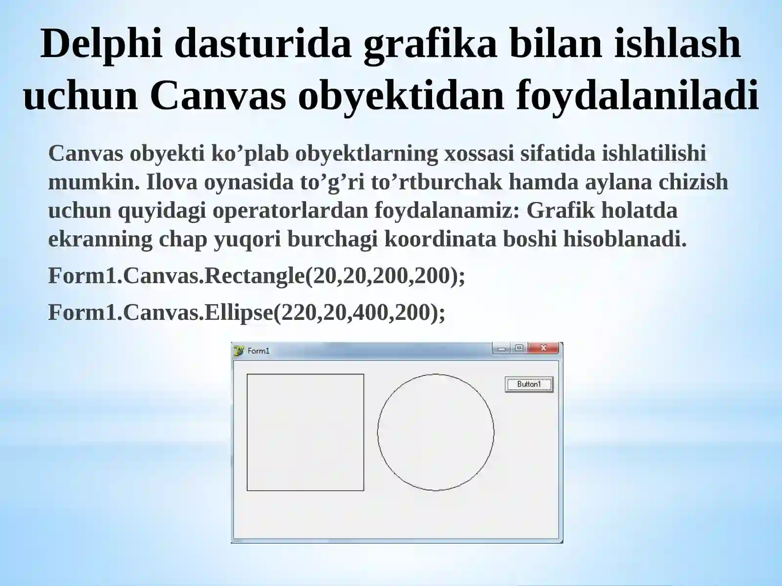 Delphi da grafika bilan ishlash 2