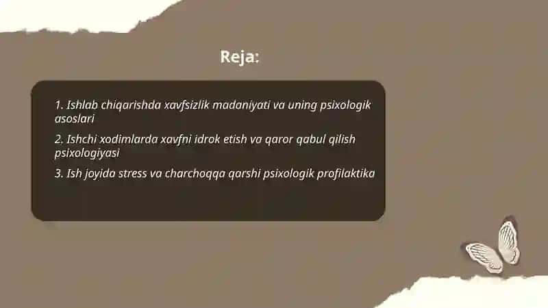 Ishlab chiqarishda xavfsizlik madaniyati va uning psixologik asoslari 2