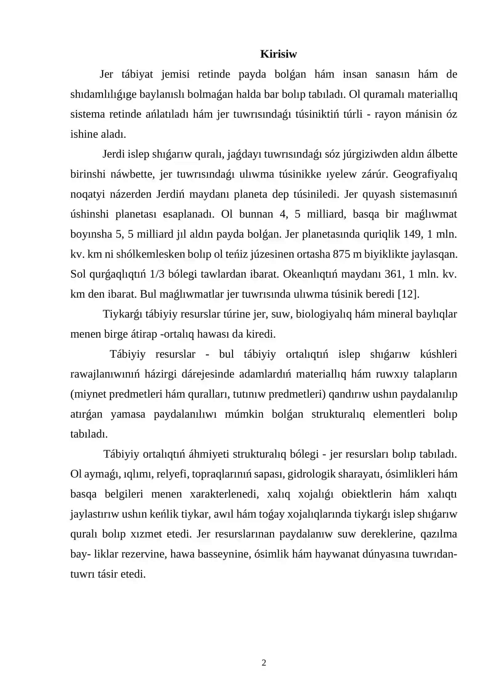 Jer túrleriniń sıpatlaması 2