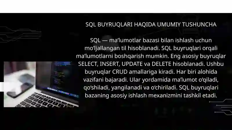 SELECT, INSERT, UPDATE, DELETE ISHLATILISHI 2