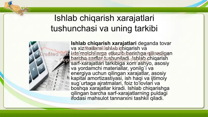 Xarajatlar faoliyat turlari, javobgarlik markazlari kalkulatsiya moddalari bo’yicha tahlili 2
