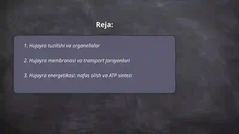 11 mavzu Hujayrani tuzilishi organlar sistemasi oziqlanishi, rivojlanishi va ko'payishi 2