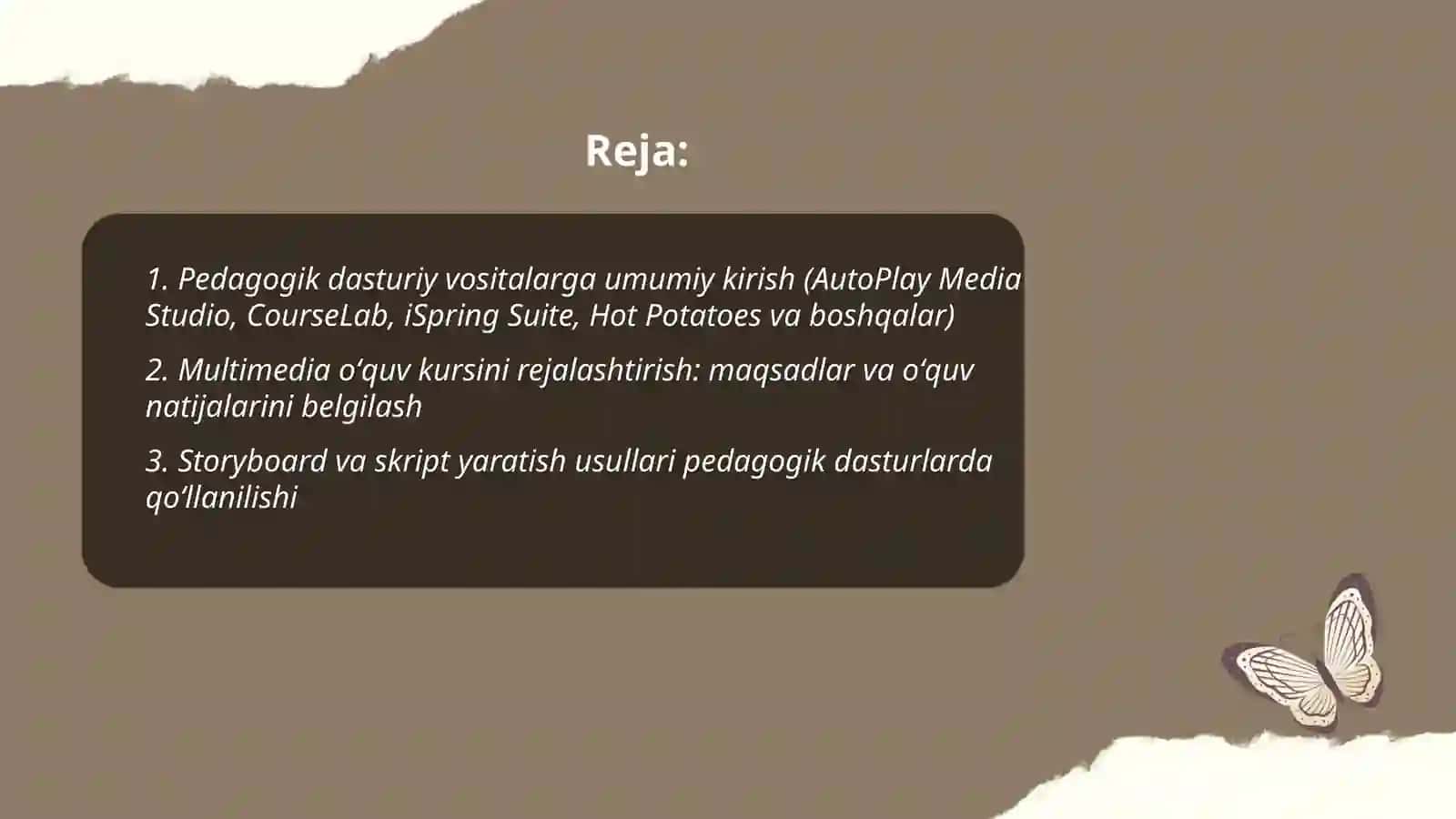 Pedagogik dasturiy vositalar (Auto Play Media Studio,CourseLab,iSpring Suite,Hot Potatoes va boshqalar) 2