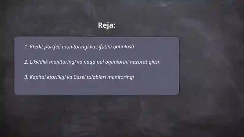 Kredit portfeli monitoringi va sifatini baholash 2