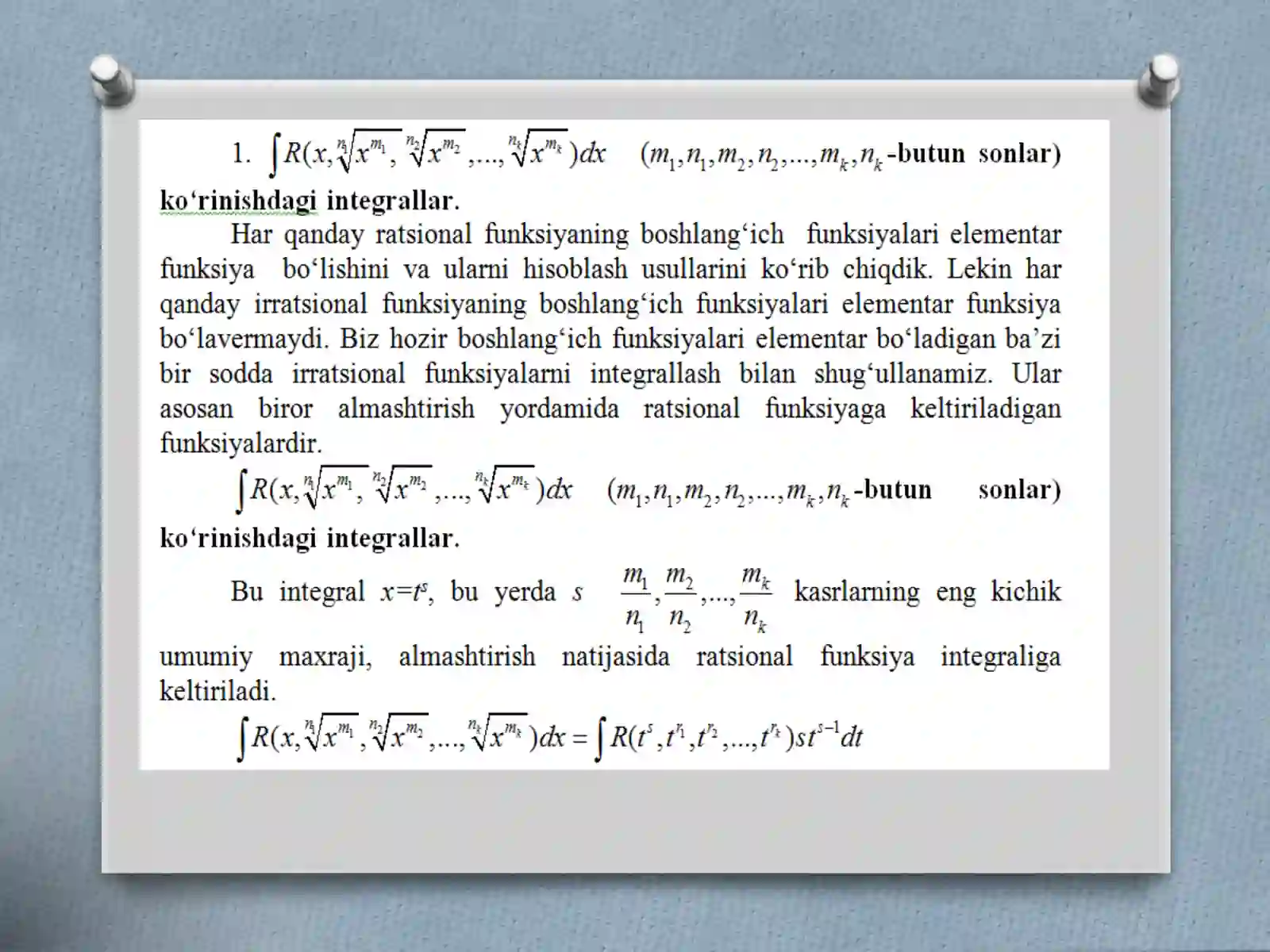 IRRATSIONALIFODALARNI INTEGRALLASH 2