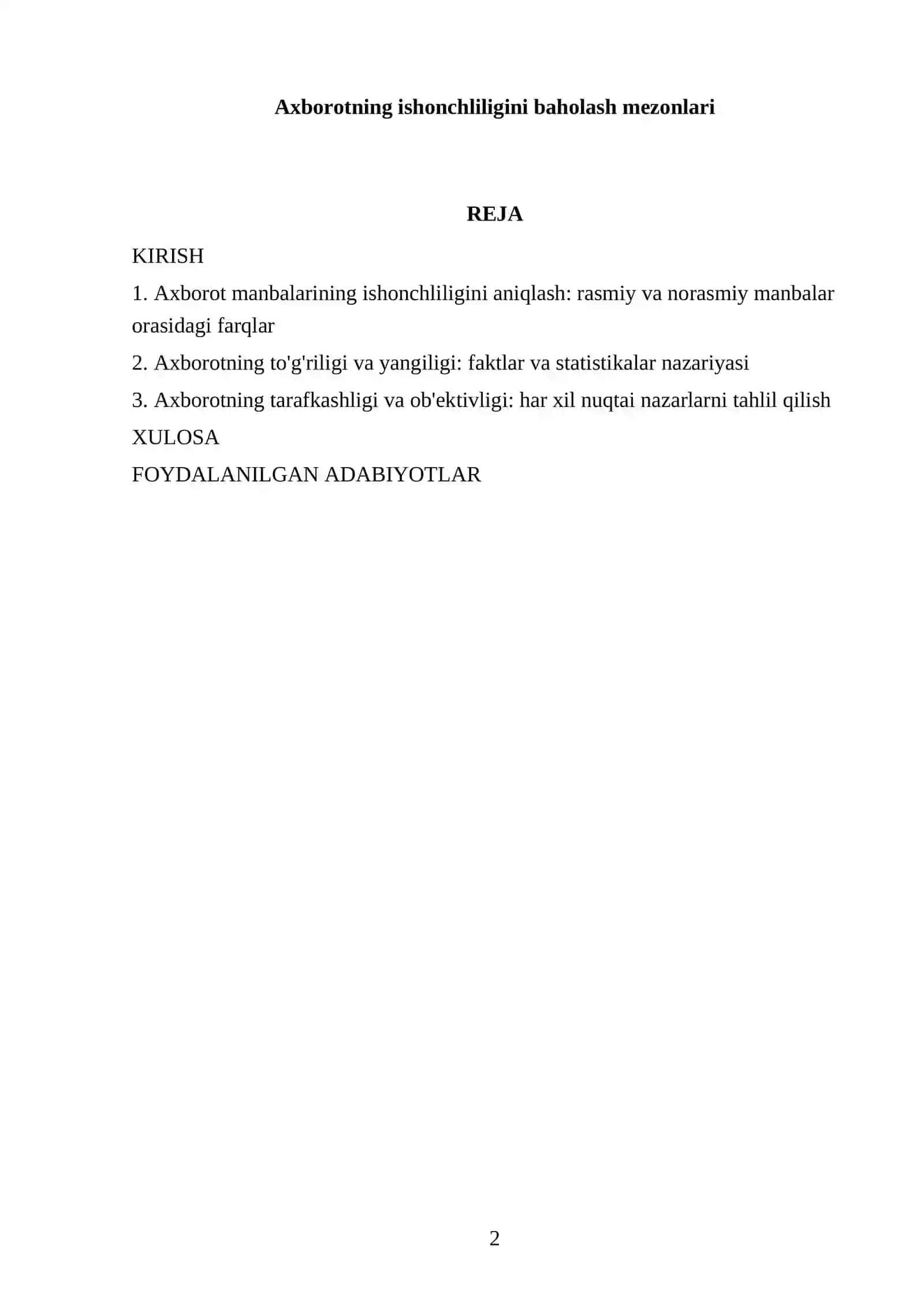 Axborotning ishonchliligini baholash mezonlari 2