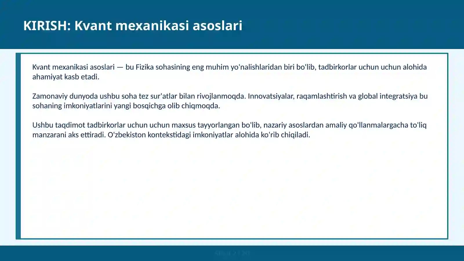 KVANT MEXANIKASI ASOSLARI 2