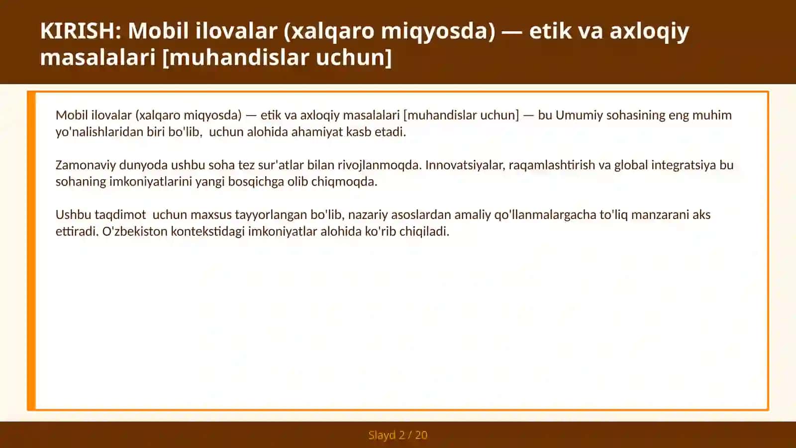 Mobil ilovalar (xalqaro miqyosda) — etik va axloqiy masalalari [muhandislar uchun] 2