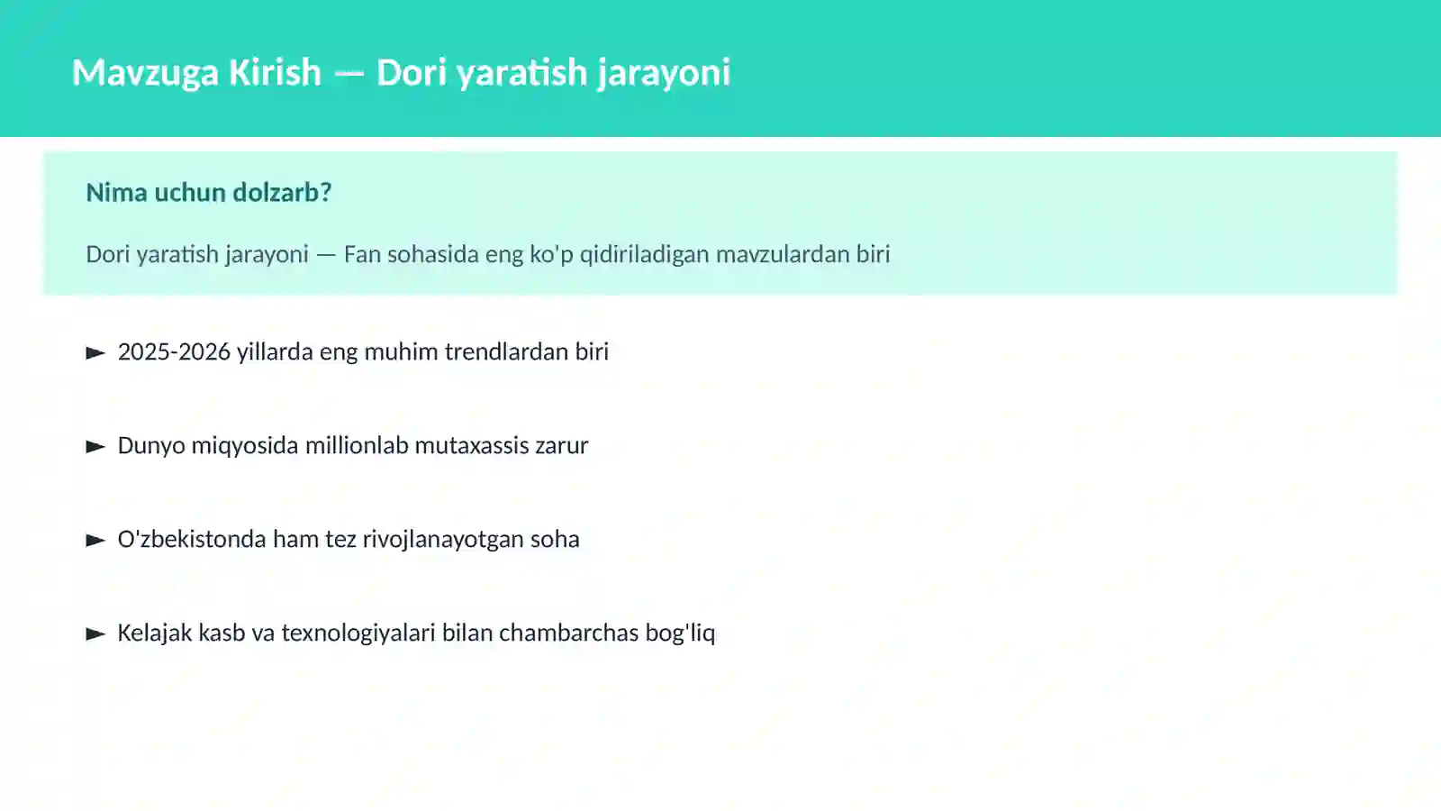 Dori yaratish jarayoni 2