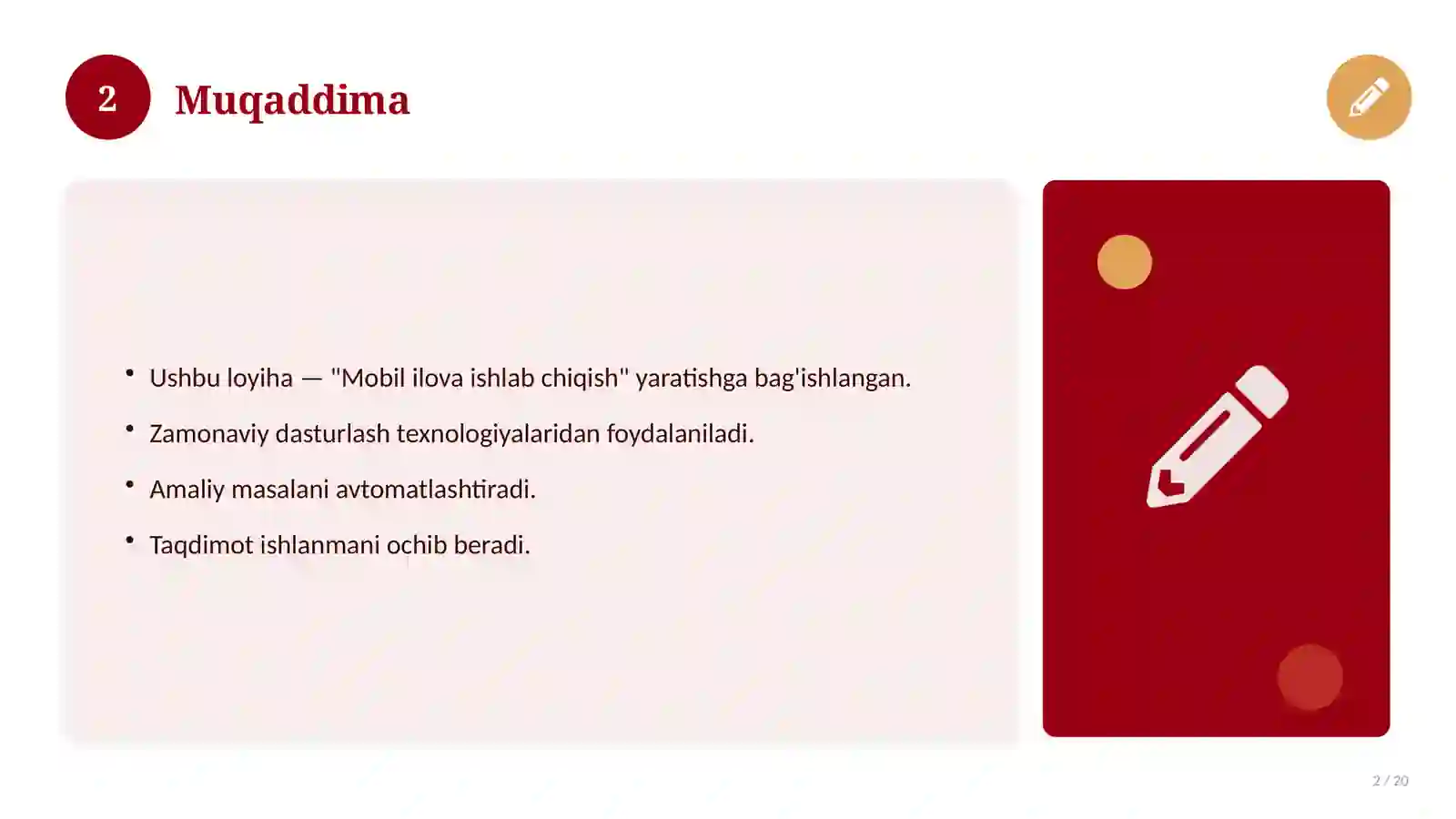 Mobil ilova ishlab chiqish 2