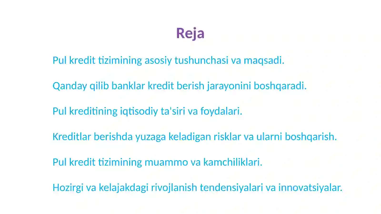 Pul kredit tizimi 2