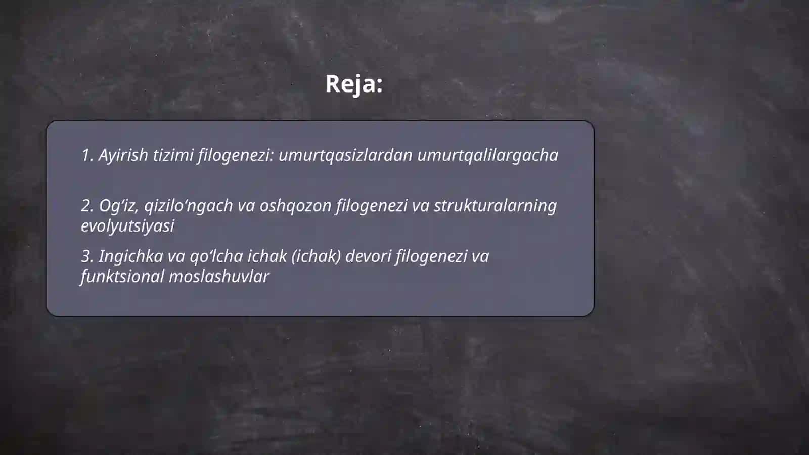 Ayirish tizimi filogenezi va buzilishlari 2