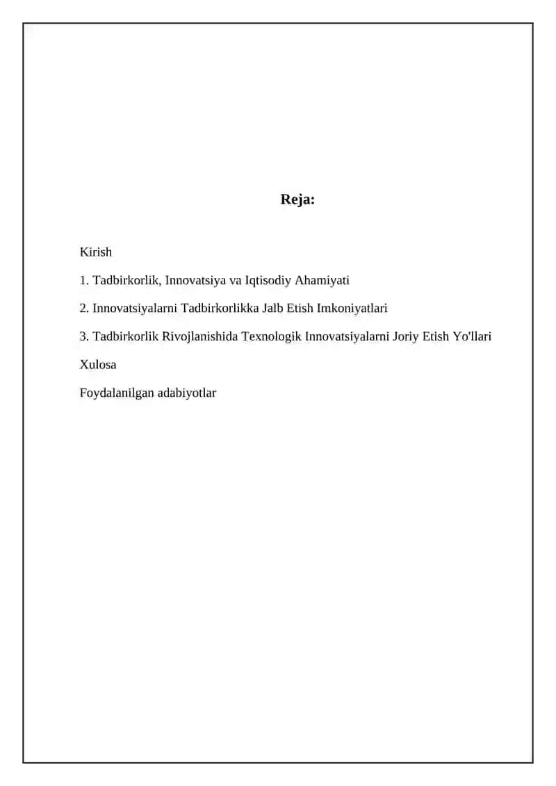 Tadbirkorlik faoliyatini rivojlantirishda innovatsiyalar roli 2