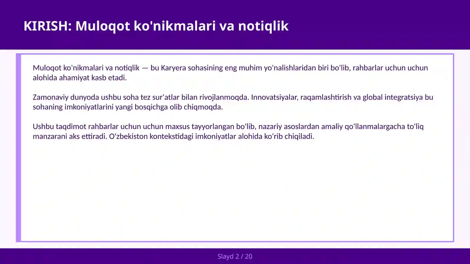 MULOQOT KO'NIKMALARI VA NOTIQLIK 2