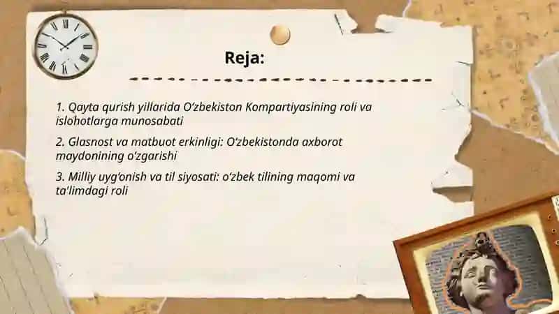 Qayta qurish yillarida o‘zbekistondagi ijtimoiy siyosiy vaziyat 2