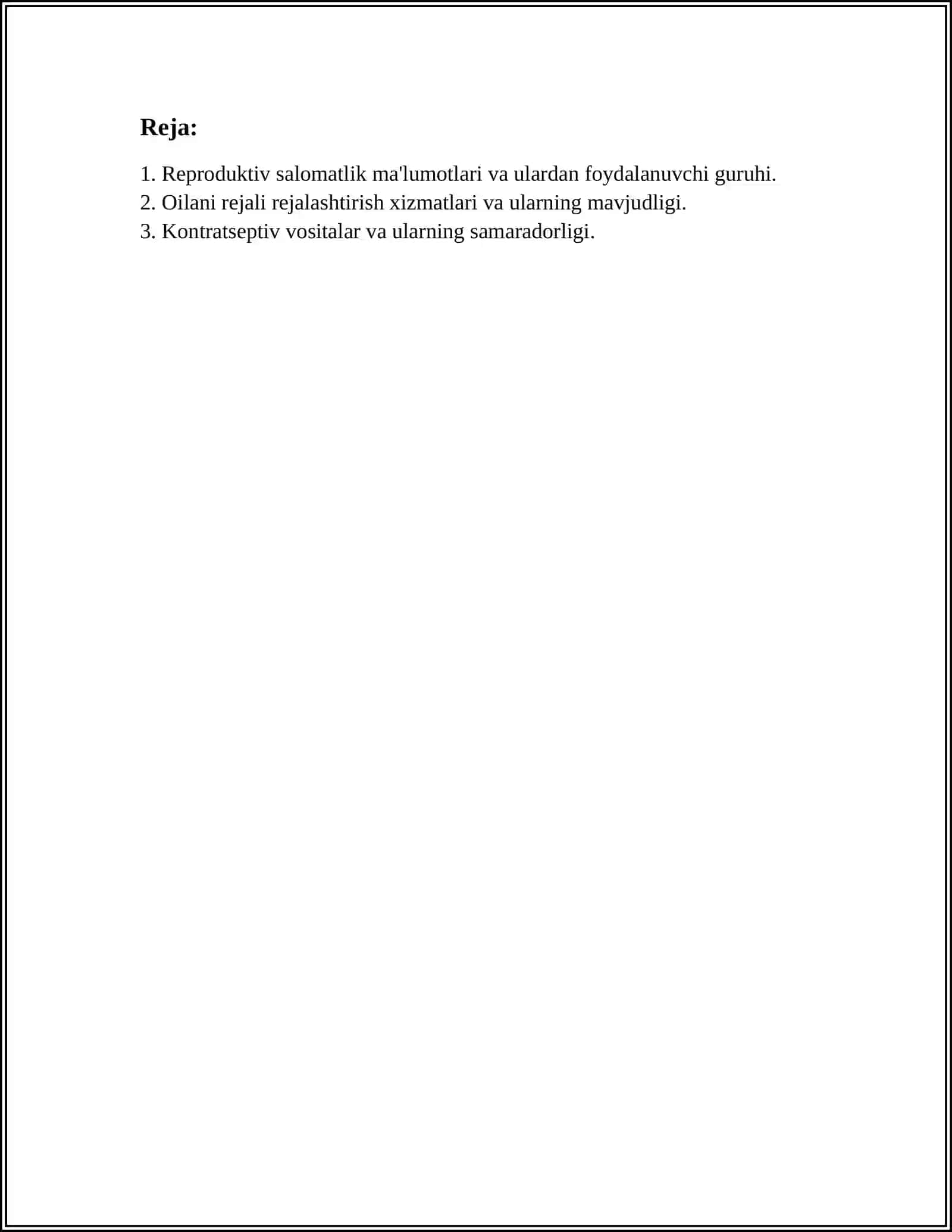 OILANI REJALASHTIRISH.REPRODUKTIV SALOMATLIK SIFATINI BELGILOVCHI OMILLAR 2