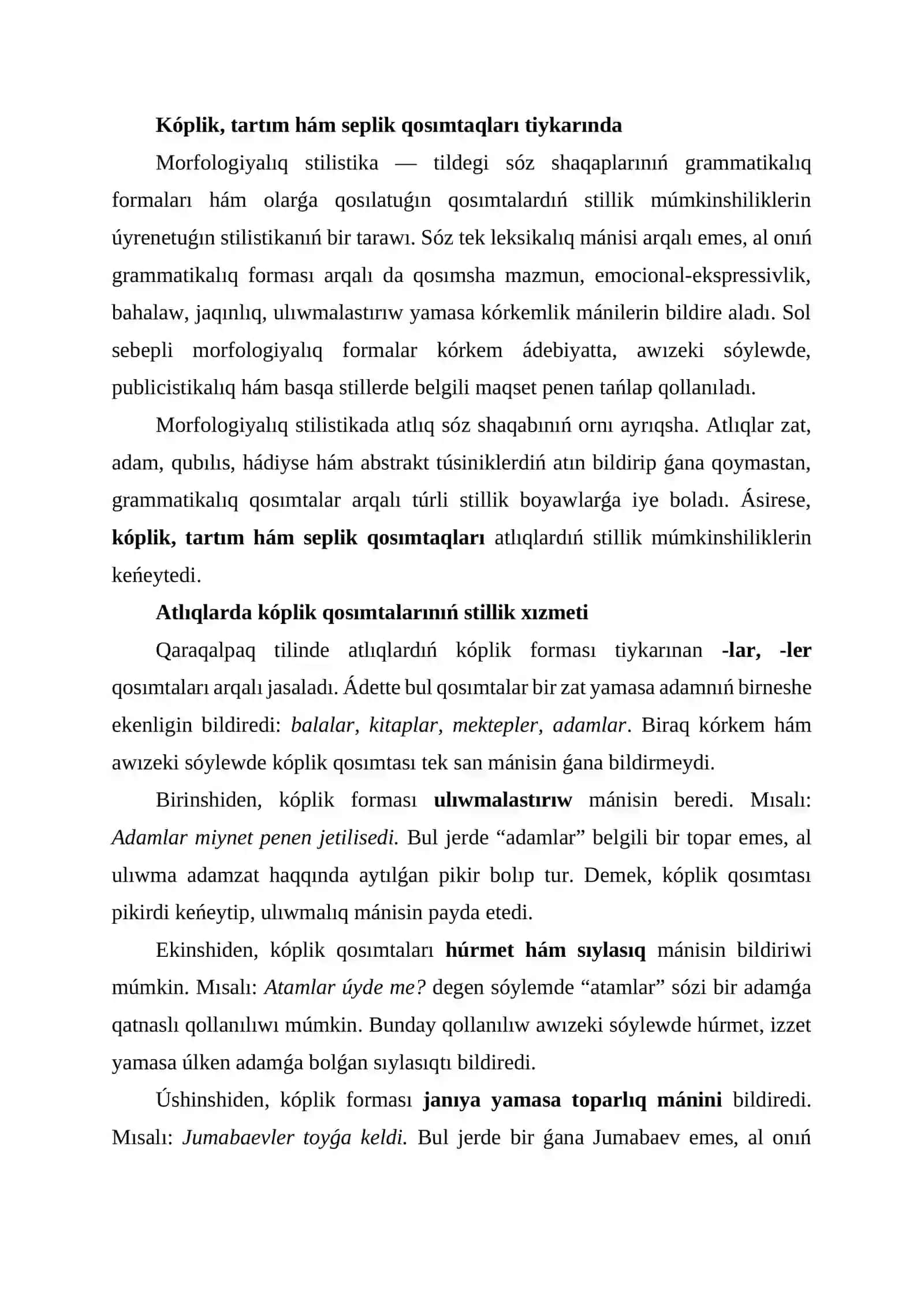 Kórkemlew quralları hám stilistika 2