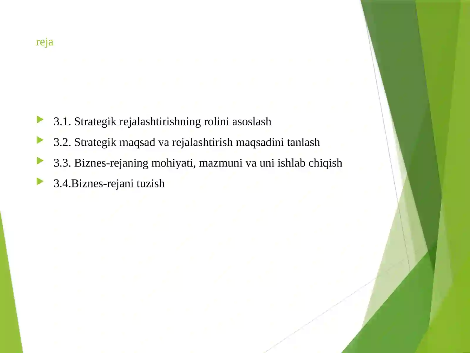 Strategik rejalashtirish va biznes-rejani ishlab chiqish 2