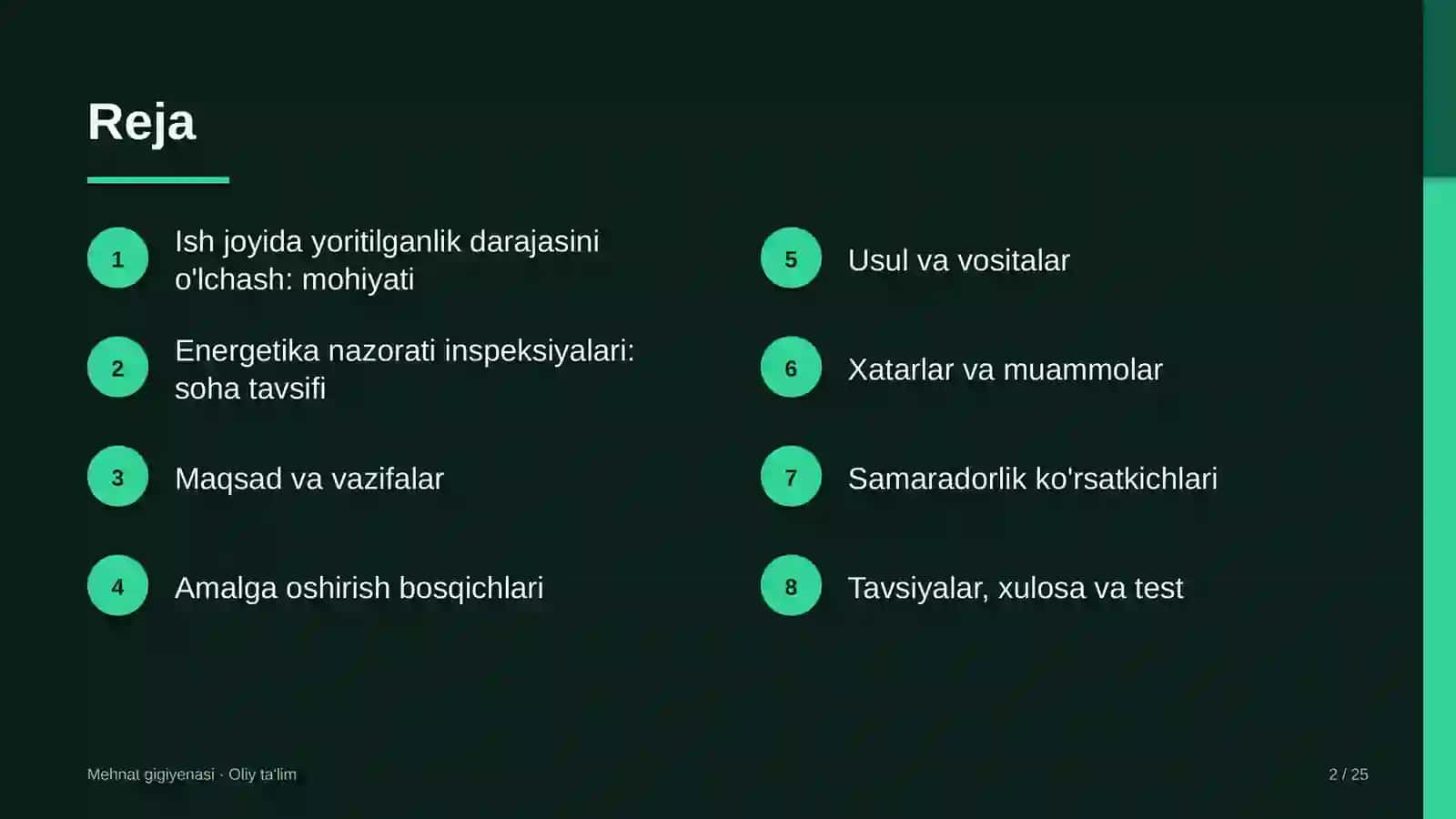 energetika nazorati inspeksiyalarida ish joyida yoritilganlik darajasini o'lchash 7146 2