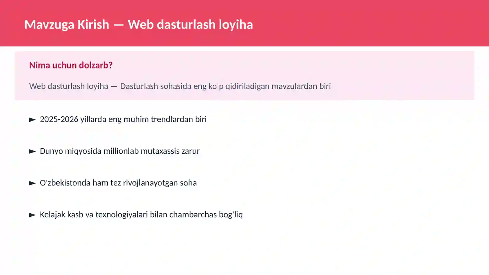 DASTURLASH | JAVASCRIPT VA WEB 2