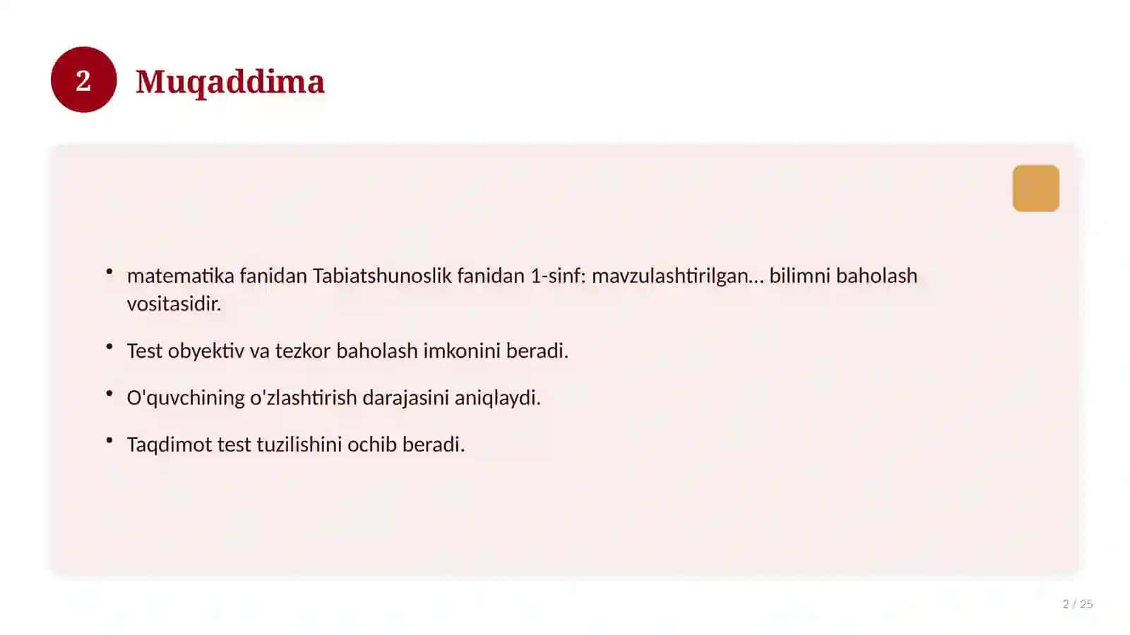 Tabiatshunoslik fanidan 1-sinf: mavzulashtirilgan nazorat ishi va tahlil 2