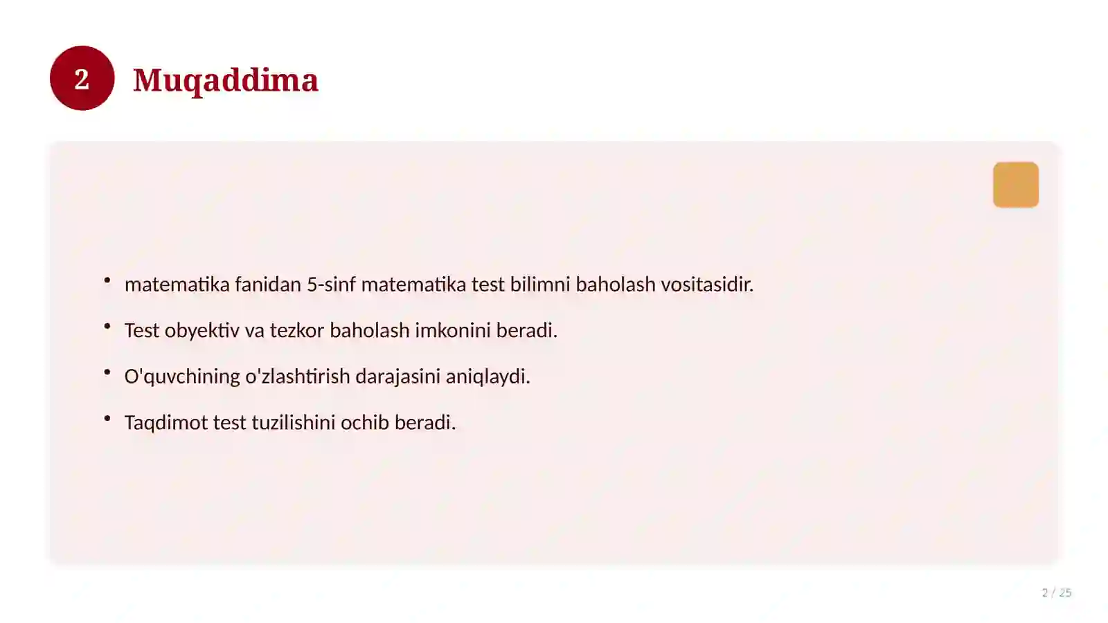5-sinf matematika test 2