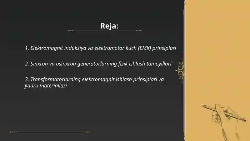 Elektr energiya ishlab chiqarish,uzatish va taqsimlash jarayonlarining fizik asoslari 2