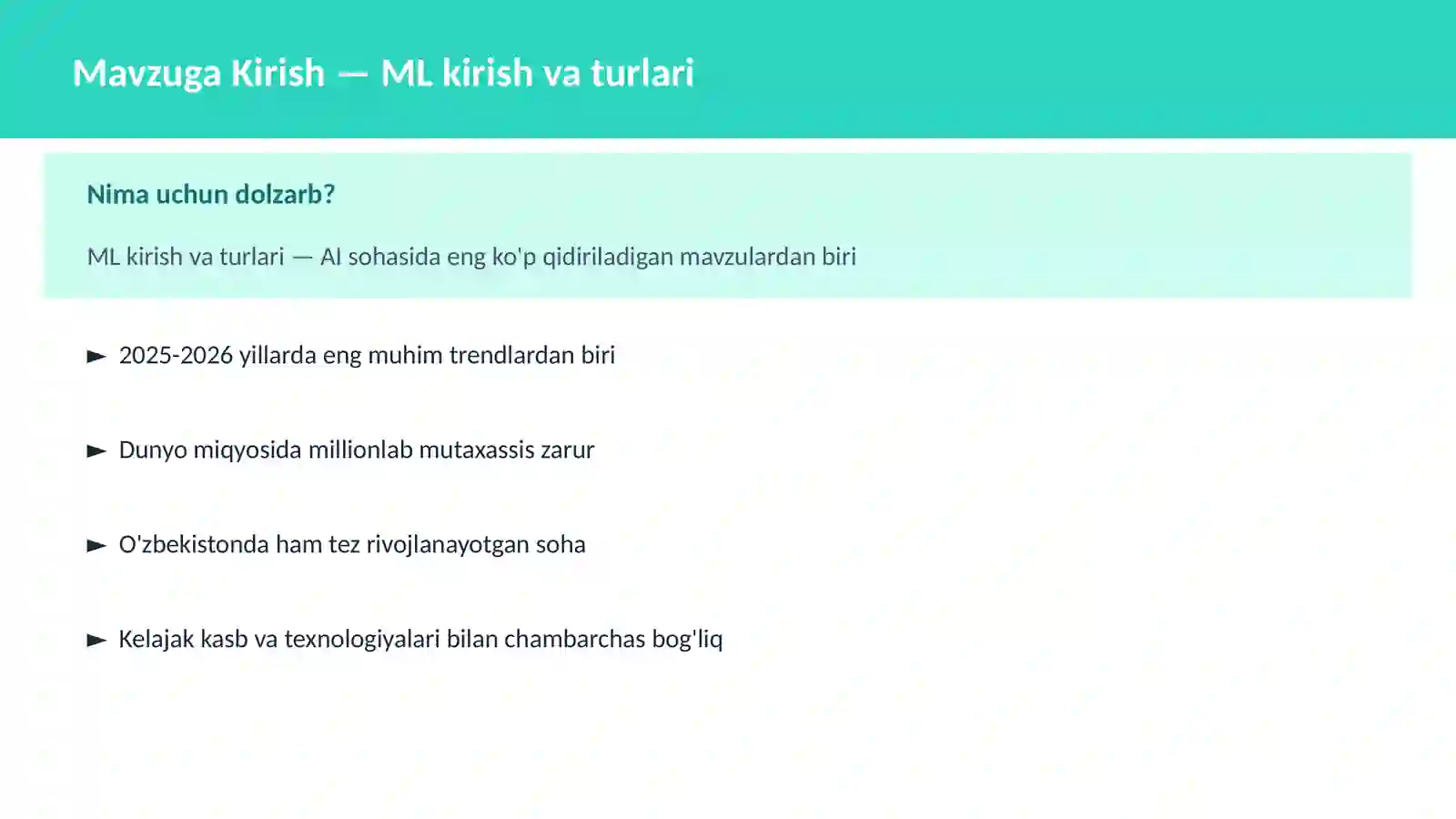 AI | MACHINE LEARNING ASOSLARI 2