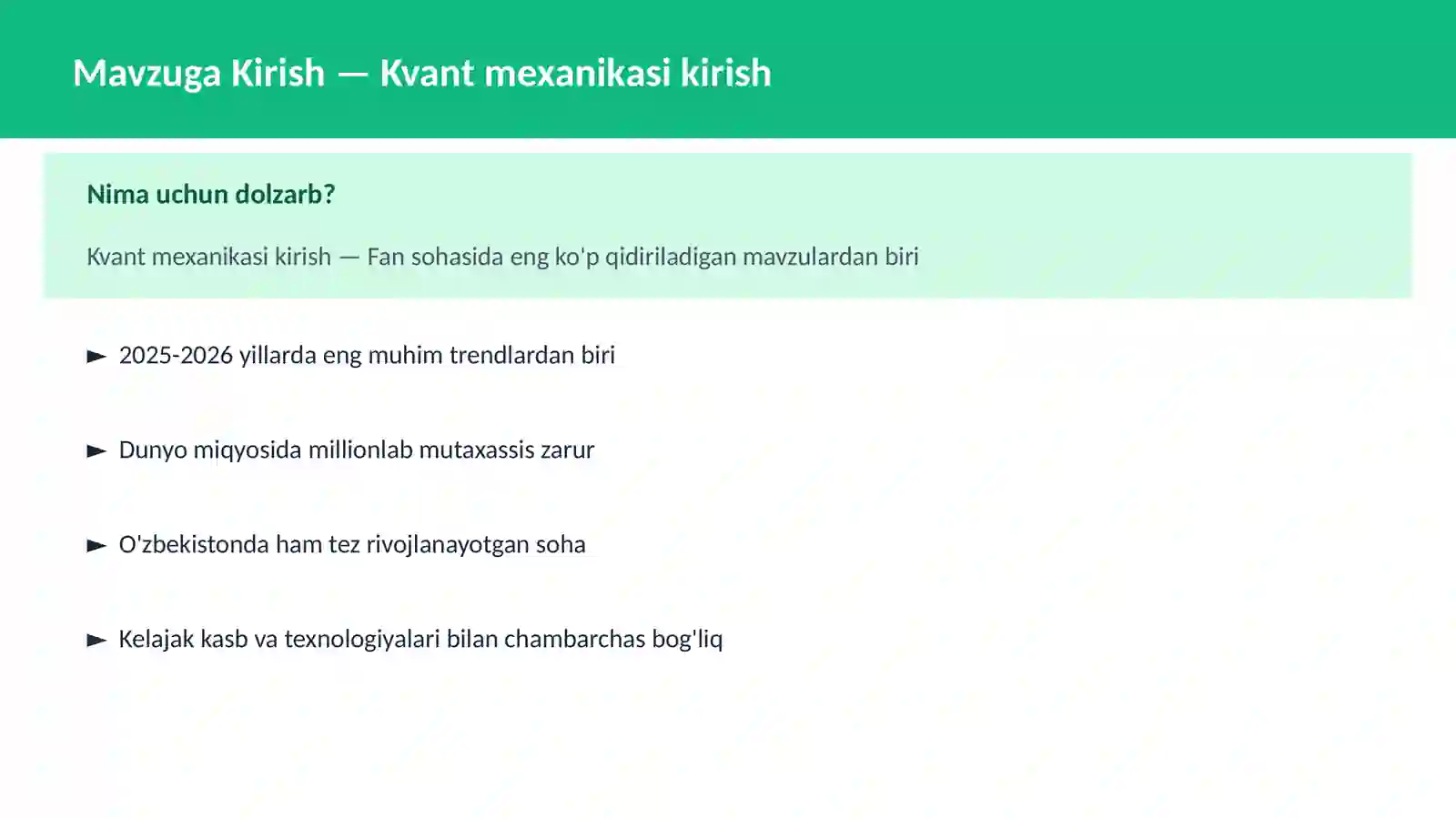 Kvant mexanikasi kirish 2