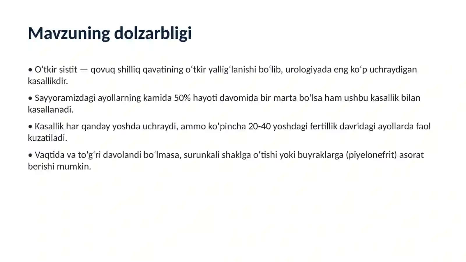 O‘TKIR SISTIT(Acute Cystitis) 2