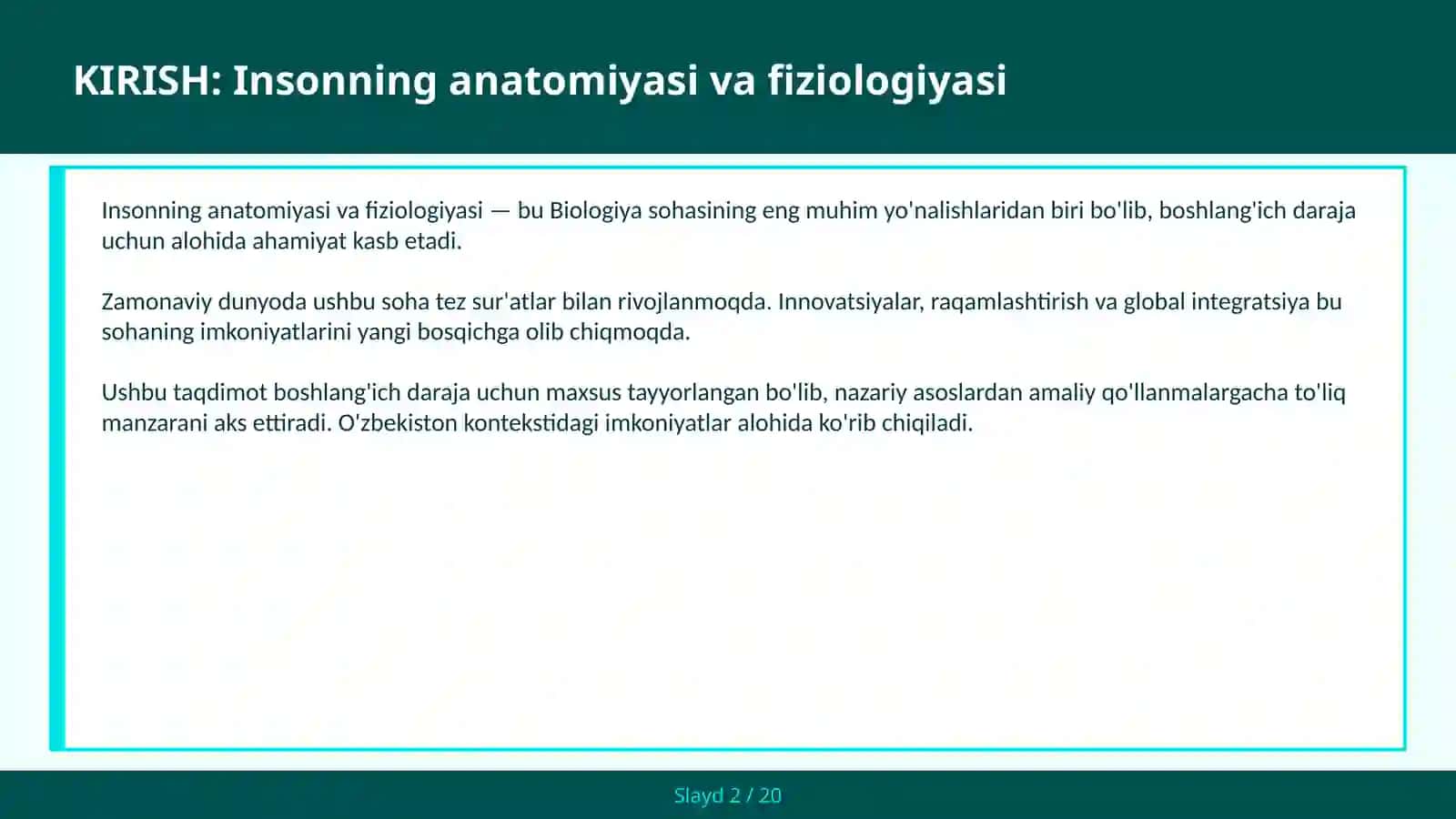 INSONNING ANATOMIYASI VA FIZIOLOGIYASI 2