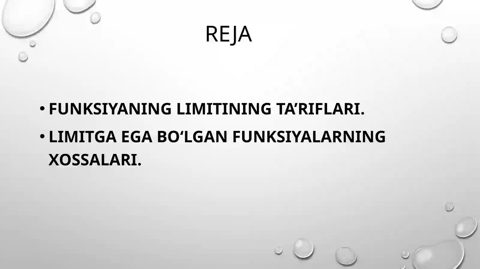FUNKSIYANING LIMITI VA UNING XOSSALARI 2