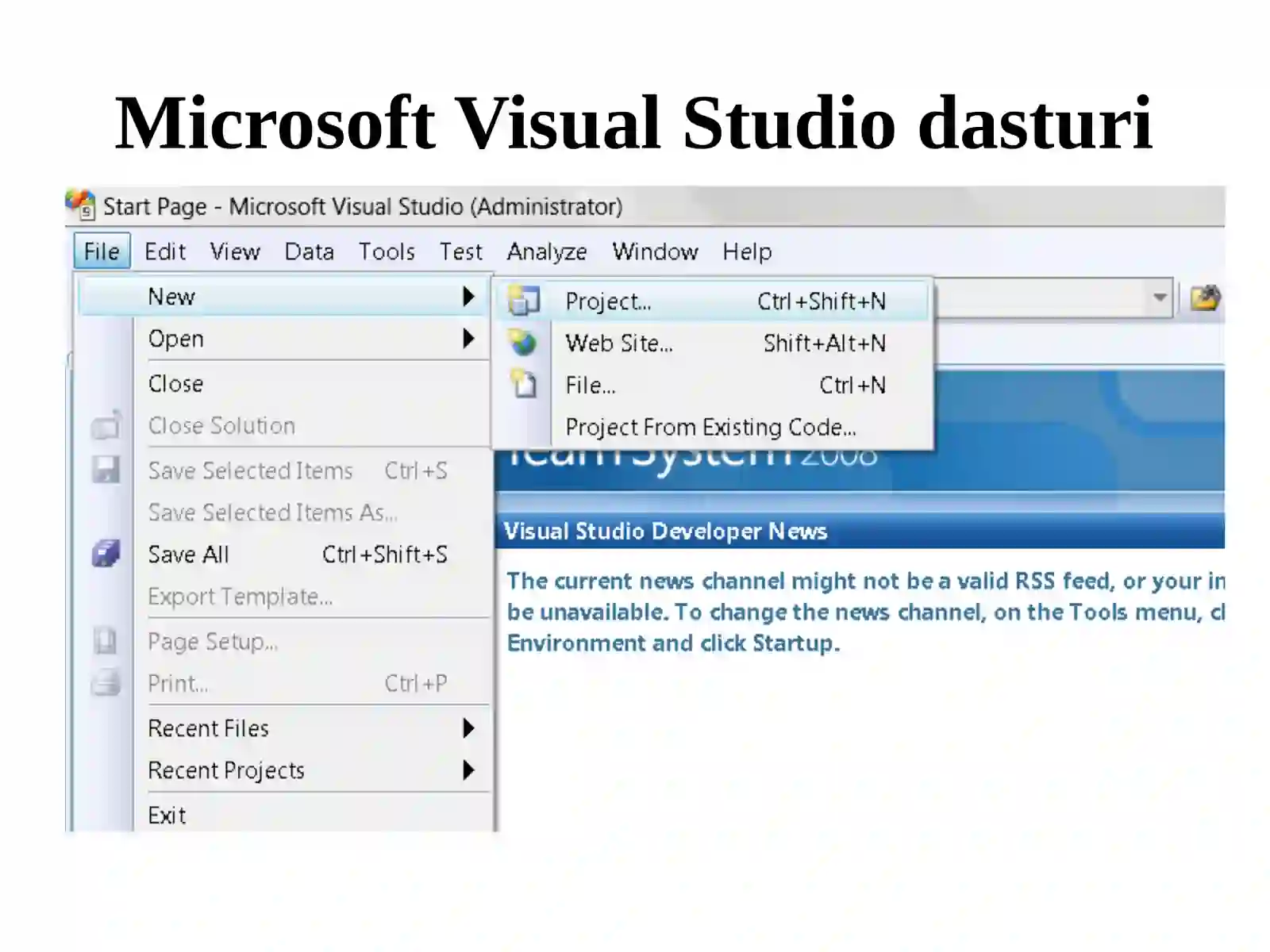 Microsoft Visual Studio dasturi 2