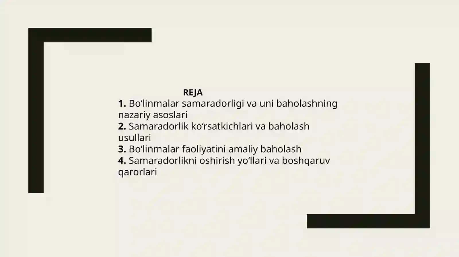 Bo'linmalar samaradorligini baholash 2