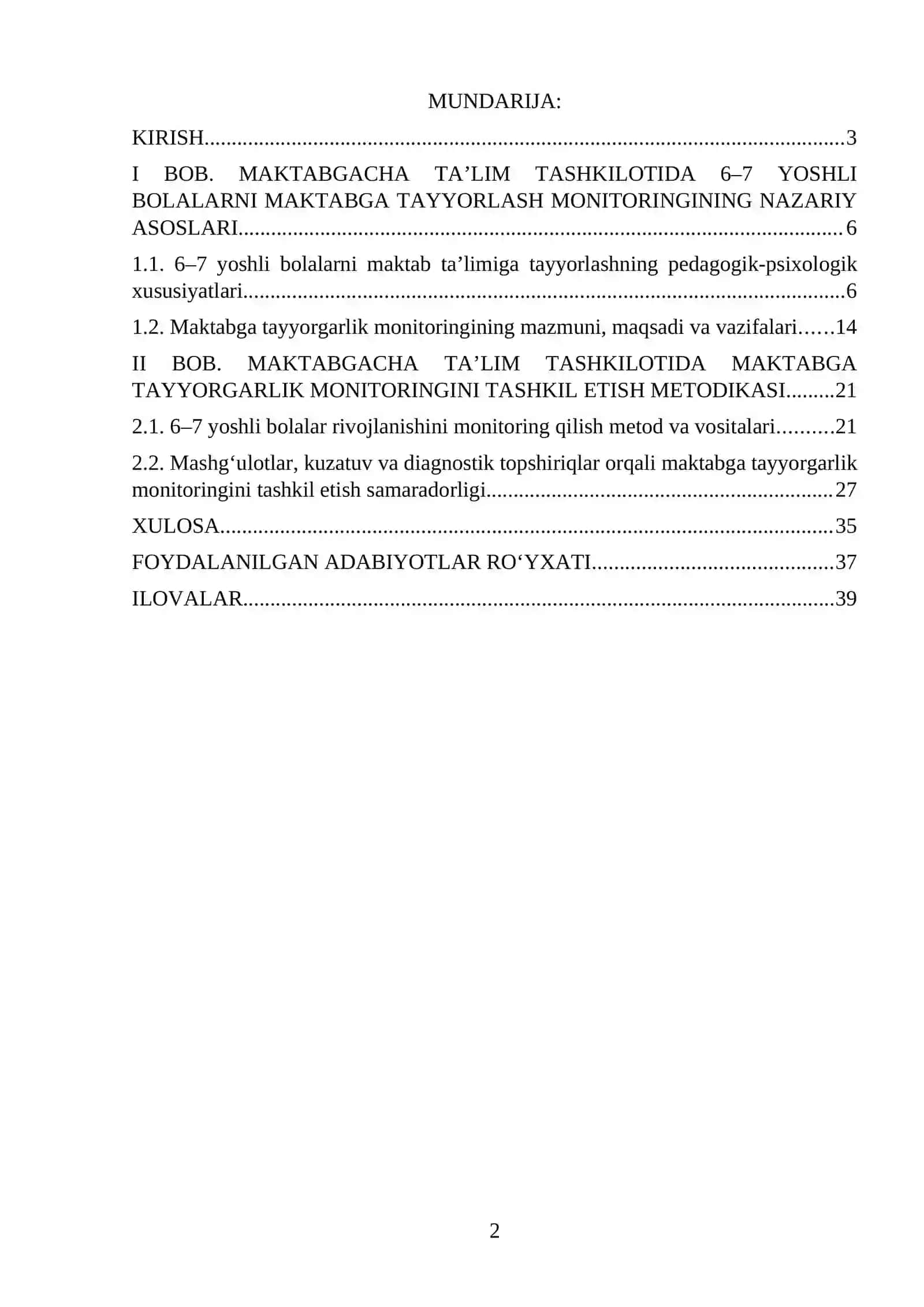 Maktabgachata’limda 6-7 yoshli bolalarni maktabga tayyorgarlik monitoringini tashkil etish samaradorligi 2