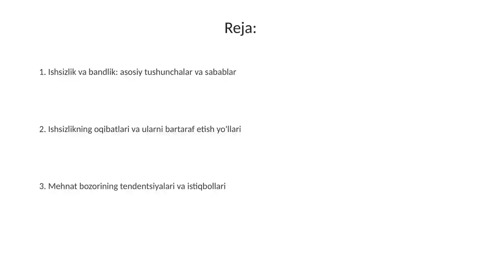 Ishsizlik va bandlik muommolari 2