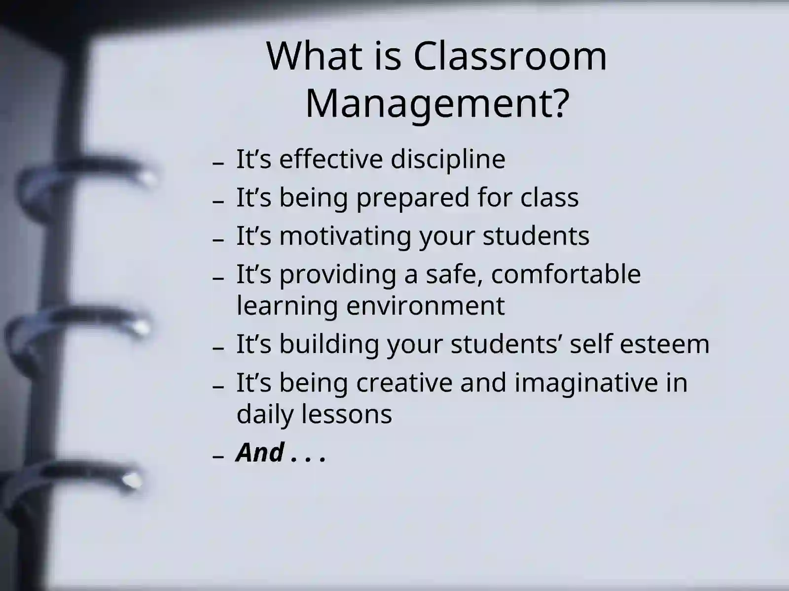 Classroom Management 2