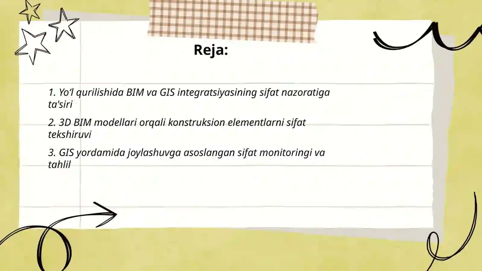 Yoʻl qurilishida sifat nazorati BIM va GIS yordamida 2